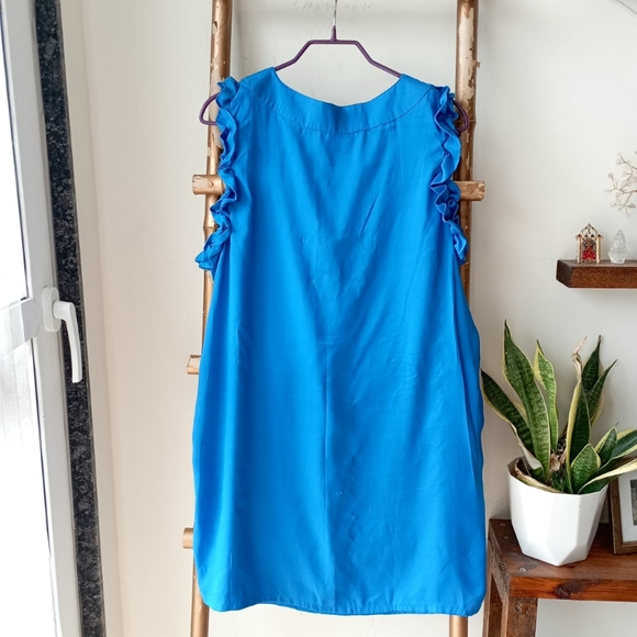French Cobalt Neon Blue Frill Dress/ Long Top - Picture 7 of 14